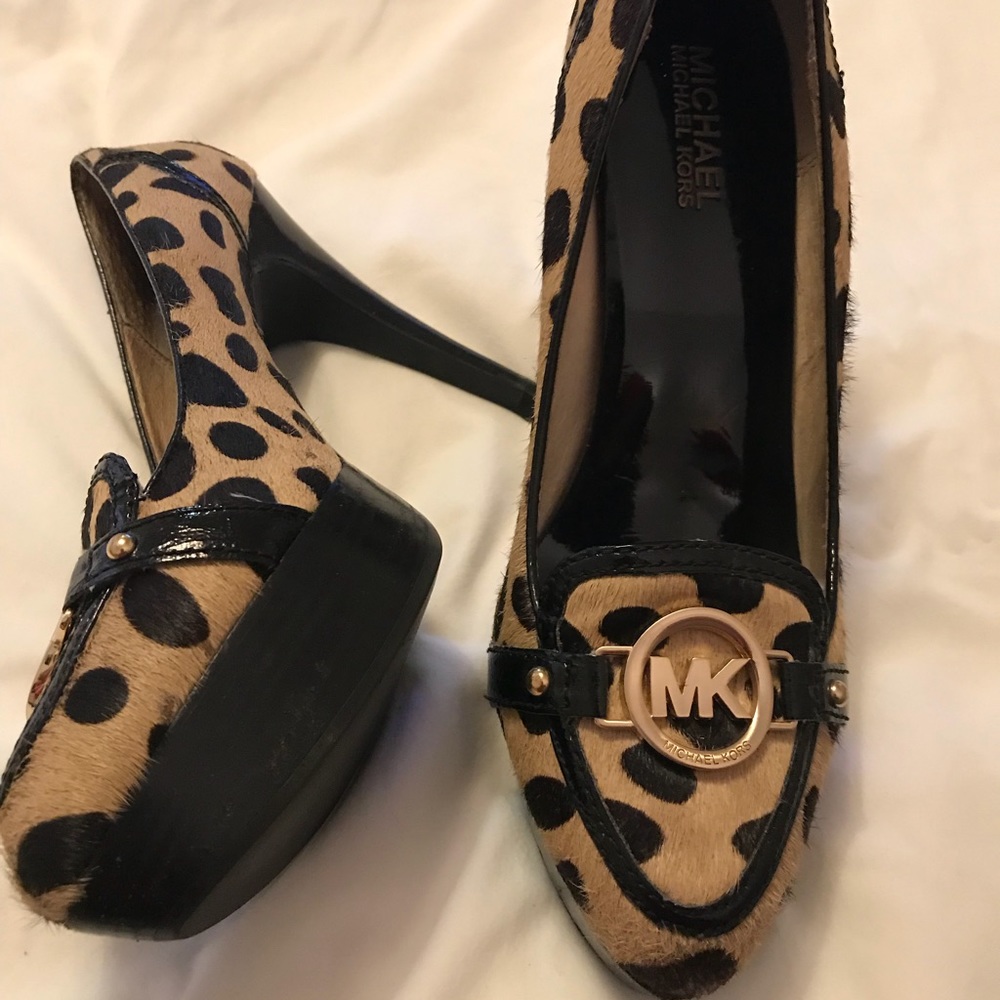 Michael Korda Pony Hair Calf Hair Platform Pumps